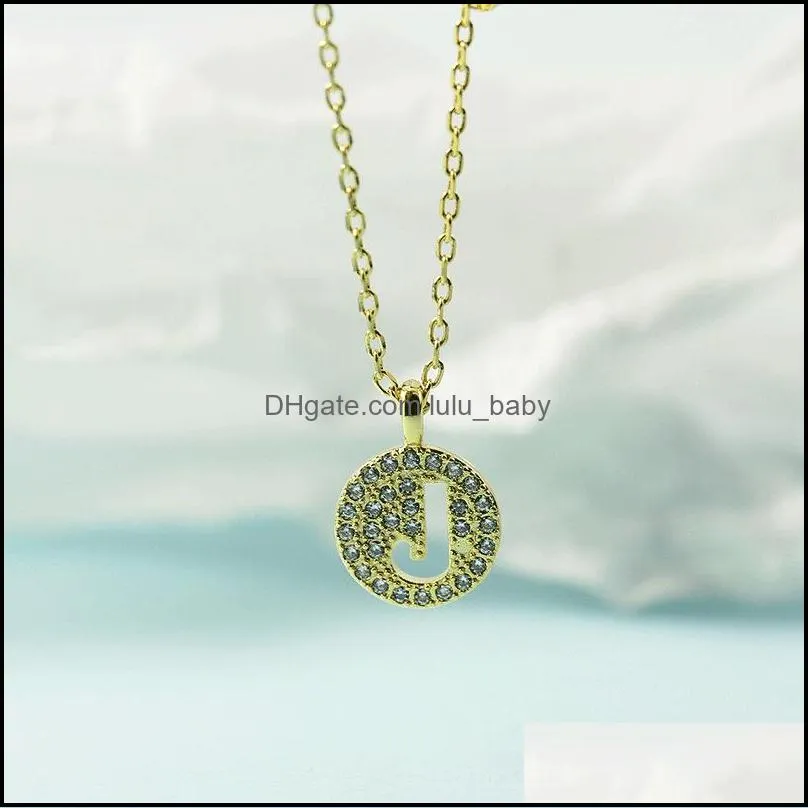 gold color alphabet pendant necklace for women girls crystal 26 small letters collar necklaces jewelry accessories dhs