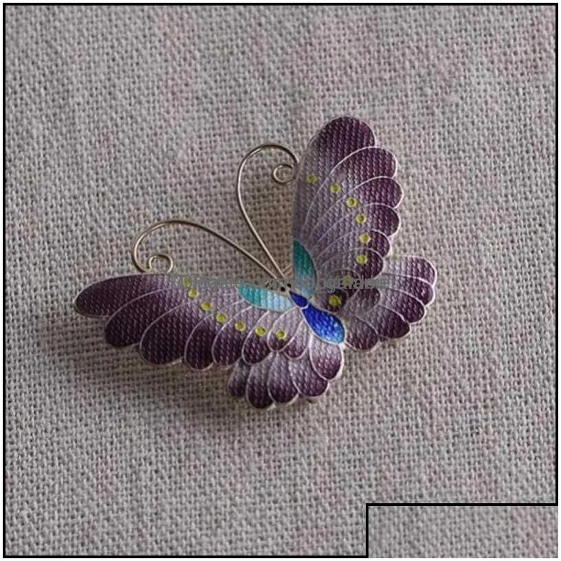 pins brooches jewelry bocai trend real s925 sier burnt blue diy accessories elegant and fashionable cloisonne butterfly brooch for woman