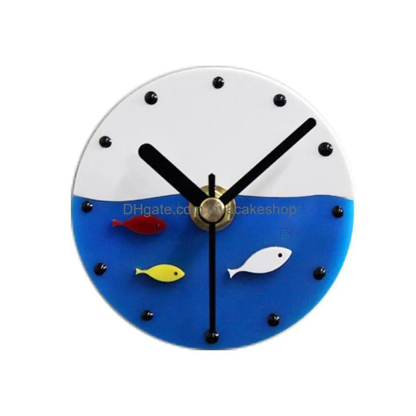 wall clocks small fish refrigerator clock fashion creative tank magnetic magnet home message sticker suction