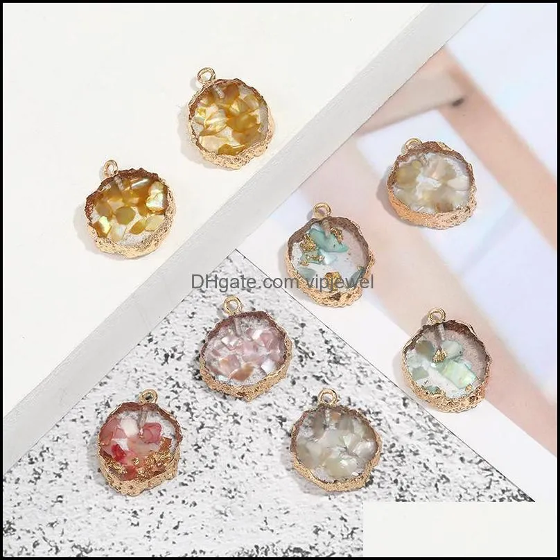  arrival gold irregularity pendent resin crystal shell paper fashion jewelry womens accessories necklace earring pendants