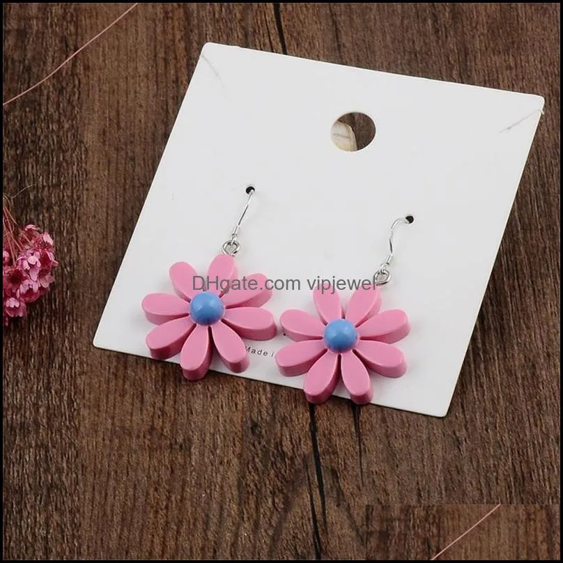 korean style daisy flower earrings cute resin sunflower earrings dangle for women girls lovely jewelry trendy wholesalez