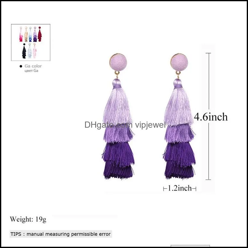 high quality colorful tassels earrings boho fourlayer tassel drop dangle earrings for women fashion jewelry gift wholesalez