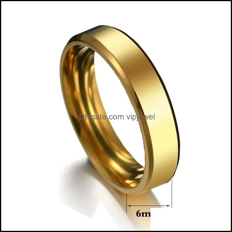 fashion 6mm stainless steel rings wedding band silver rings for men woman can diy engrave engagement rings fit size 513