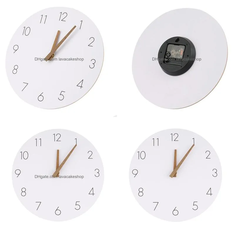 wall clocks modern simple wooden clock 12.5 inch silent quartz for home living room kitchen decor battery operated
