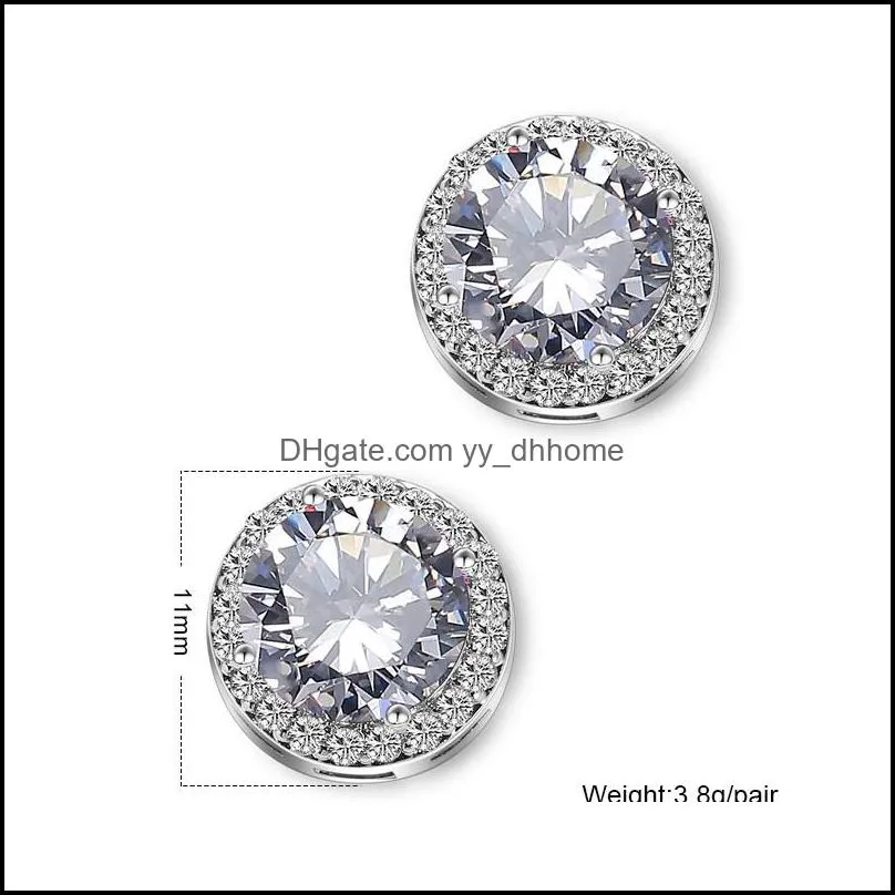 fashion style cubic zirconia wedding stud earrings for women statement earring high quality colorful brand cz stone jewelry wholesale