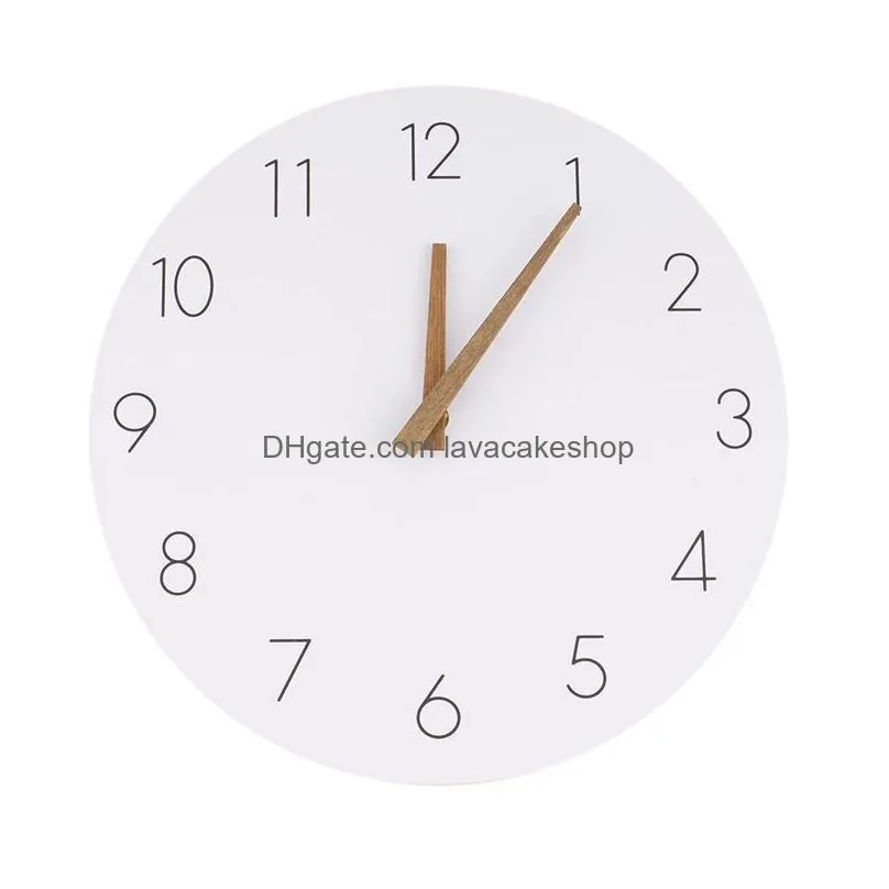 wall clocks modern simple wooden clock 12.5 inch silent quartz for home living room kitchen decor battery operated