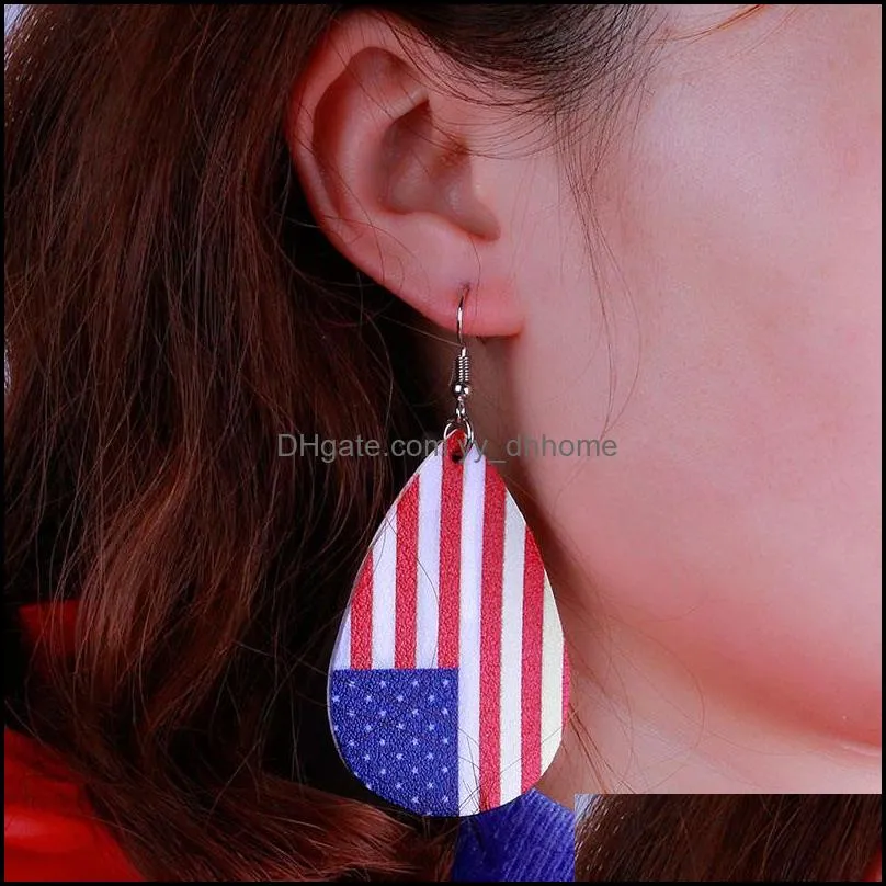 fashion sports pu leather teardrop leaf dangle earrings baseball national flag football earrings valentines day jewelry gift for