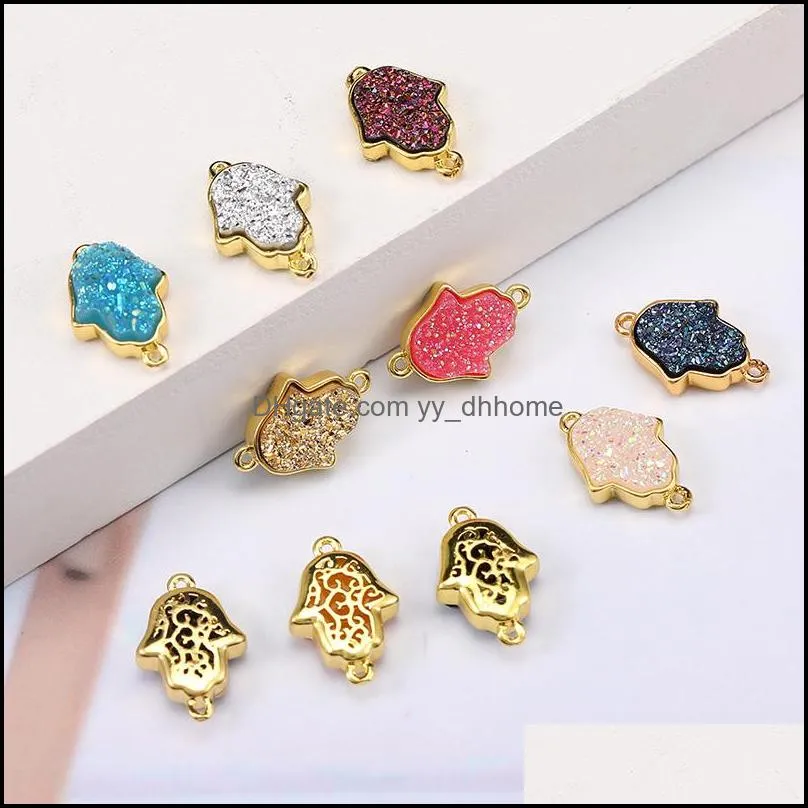 colorful resin stone stone palm pendent gold charm pendants jewelry accessories for women colorful necklace bracelet pendent