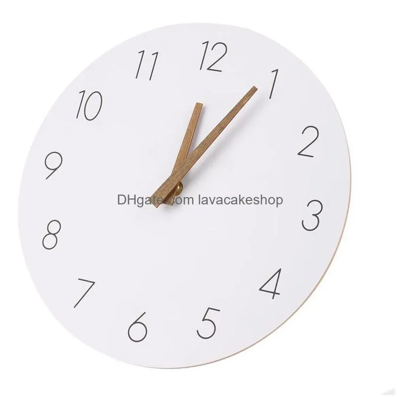 wall clocks modern simple wooden clock 12.5 inch silent quartz for home living room kitchen decor battery operated