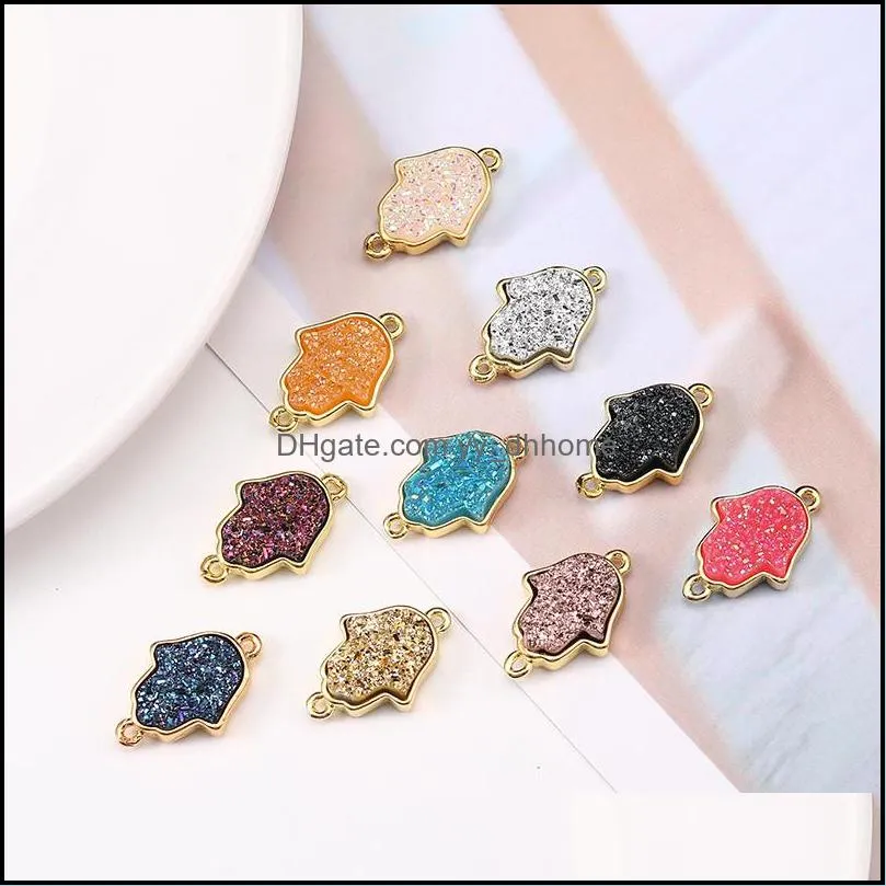 colorful resin stone stone palm pendent gold charm pendants jewelry accessories for women colorful necklace bracelet pendent