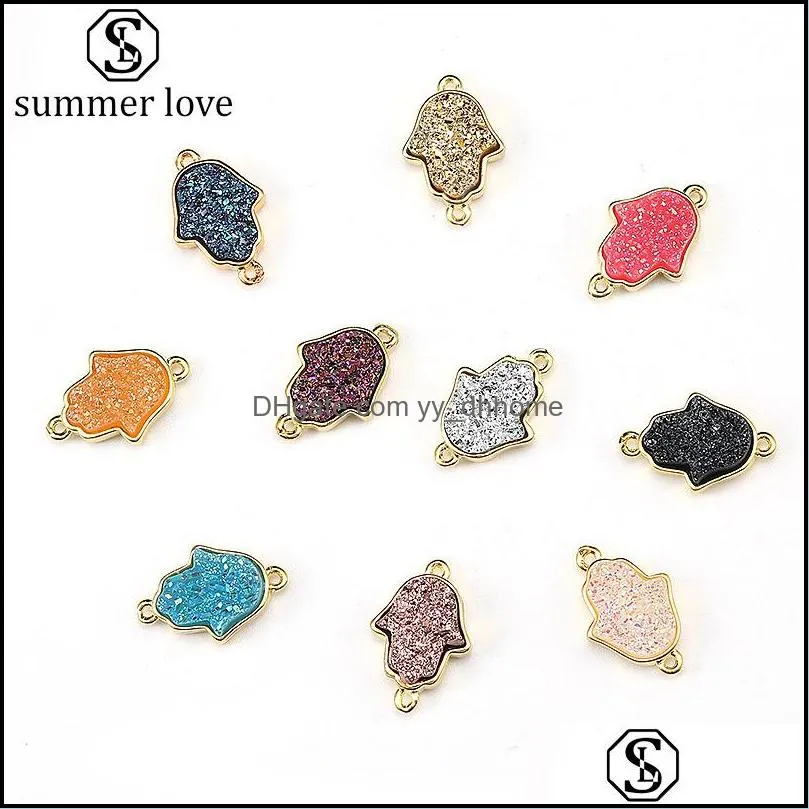 colorful resin stone stone palm pendent gold charm pendants jewelry accessories for women colorful necklace bracelet pendent