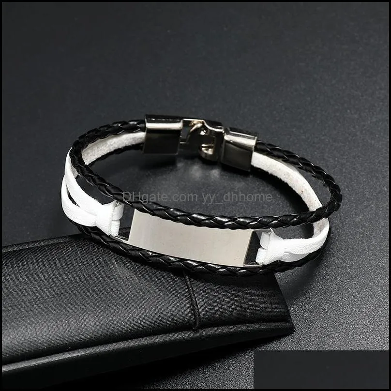 2021 style handwoven multilayer chain bracelets combination accessory mens leather bracelet fashion man jewelry wholesale