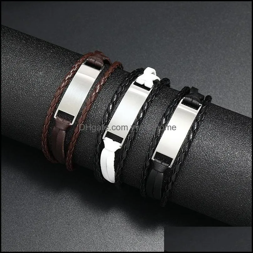 2021 style handwoven multilayer chain bracelets combination accessory mens leather bracelet fashion man jewelry wholesale