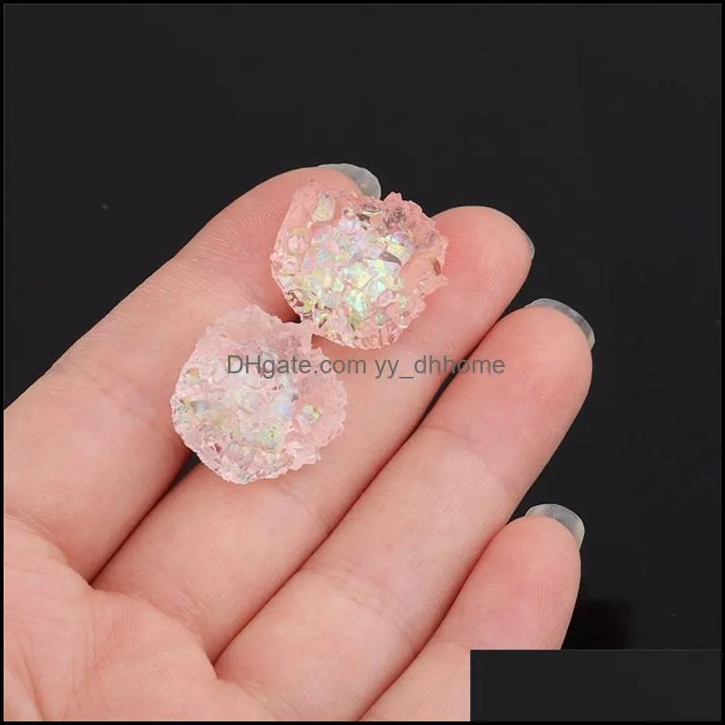 irregular crystal cluster flower resin mold crystal colorful resin druzy stud earring jewelry making for women girls valentines day