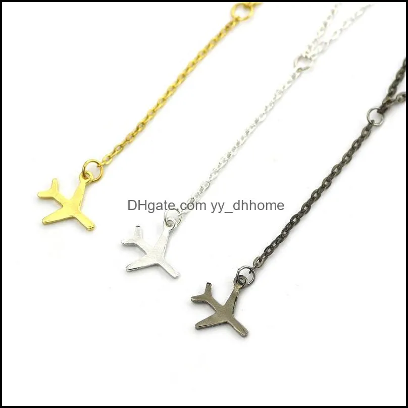  fashion plan airplane pendantclavicle necklace for women gold silver black y shape chain necklace layered tiny dainty jewelry gift