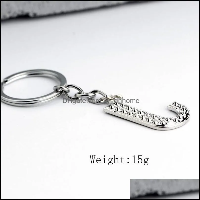  arrival cubic zirconia keychain silver 26 english letter accessories fashion bag keys rings for men women jewelry gift 2020y