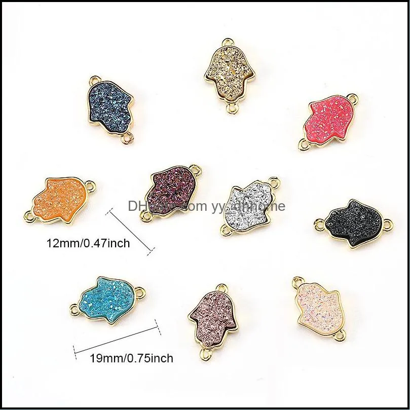 colorful resin stone stone palm pendent gold charm pendants jewelry accessories for women colorful necklace bracelet pendent