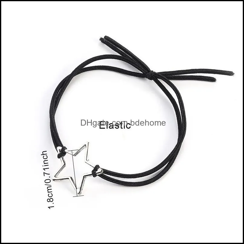 2020 fashion hair rope metal heart star hoop pendant headwear accessories hair ties elastic geometry hair bandz