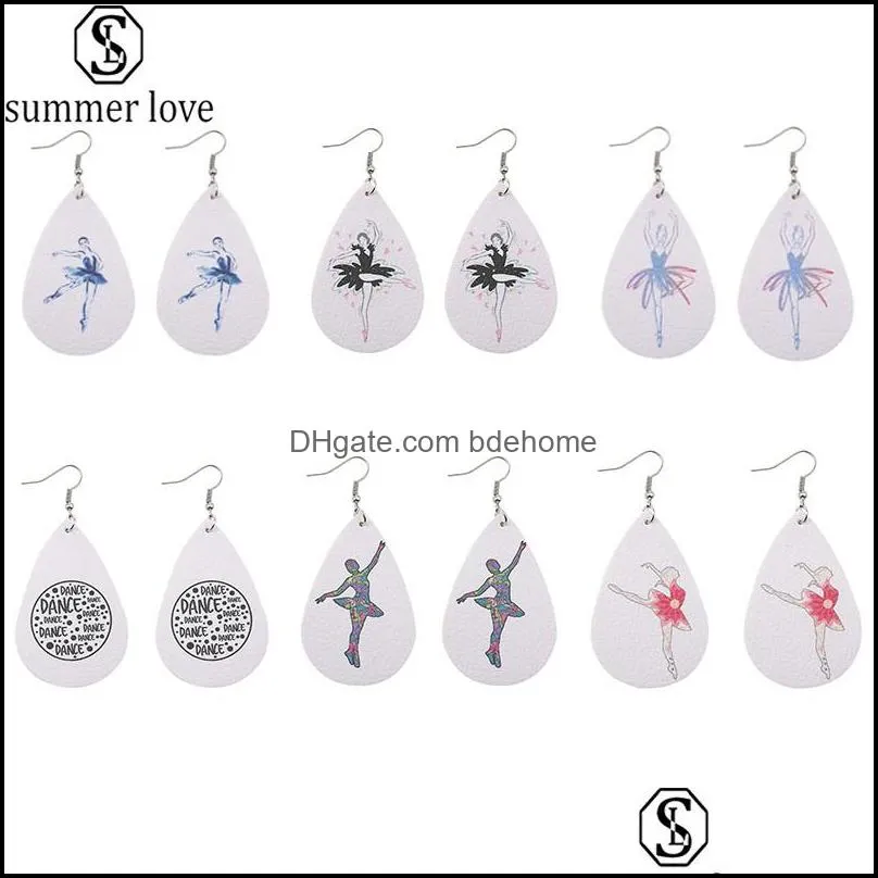 2020 trency ballet dancer leather earrings water drop colorful pendant earrigns for women girls christmas gift jewelry wholesalez