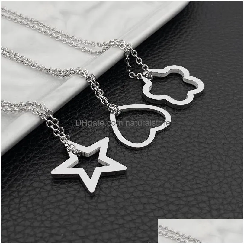 pendant necklaces titanium steel jewelry geometric shape stainless square round fashion simple accessories jewelrypendant