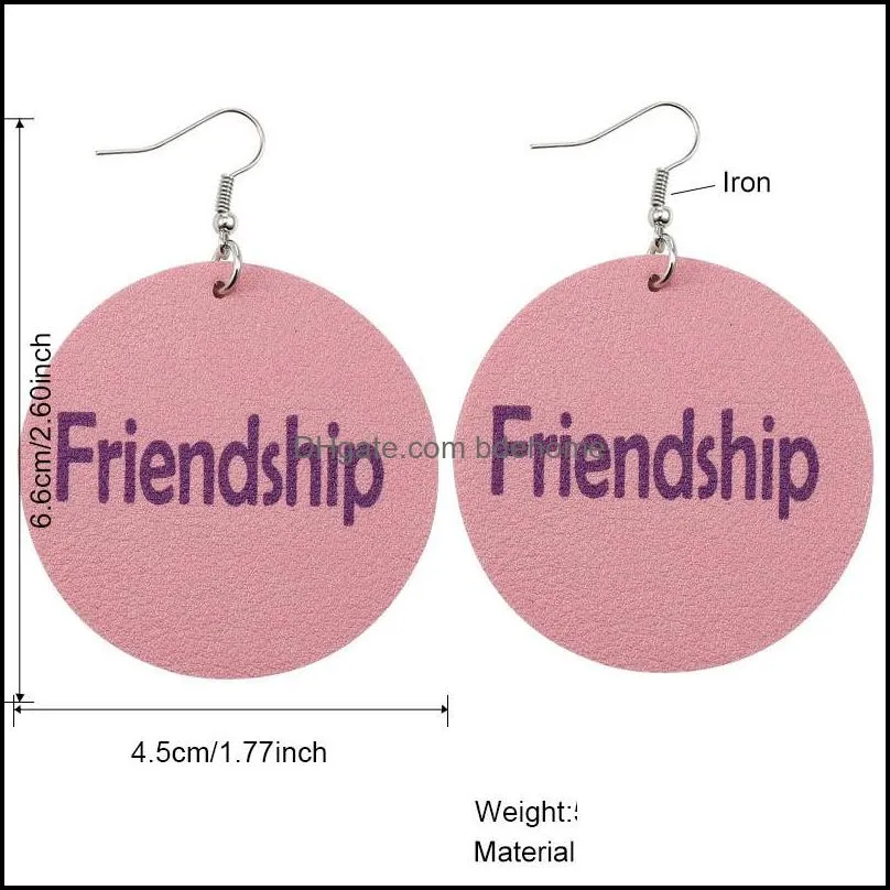 2020 arrival statement love/friendship/mum letter leather earrings for women colorful large hoop earrings fashion jewelry giftz