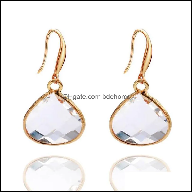2020 trendy teardrop glass crystal dangle earrings gold color water drop earring for women girls fashion jewelryz