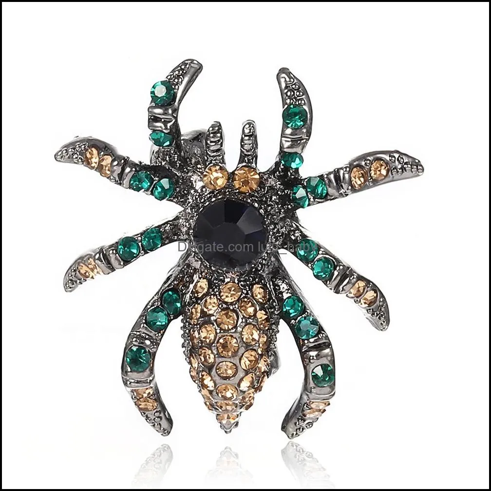 retro cats eye spider brooch fashion jewelry pin vintage spiders inset brooches and pins for man women banquet dress