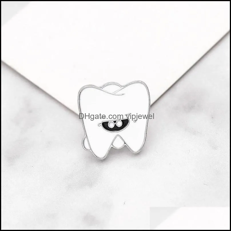 fashion cartoon teeth enamel brooches pin for women dentist hospital lapel pin hat bag pins denim shirt brooch jewelry gift