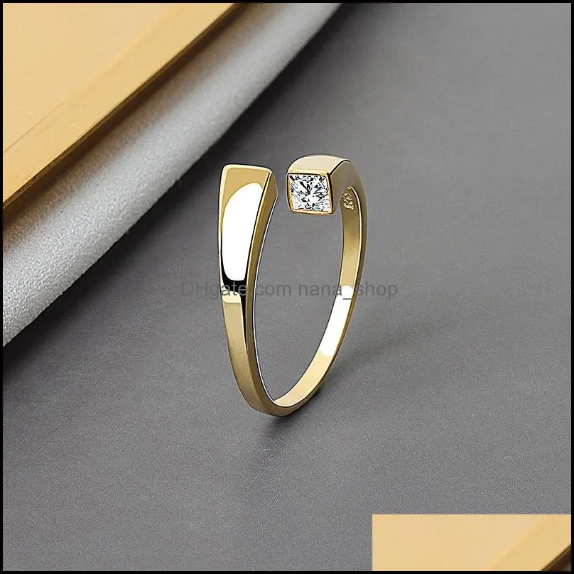 korean delicate square cubic zircon ring for women girls micro paved open adjustable rings fashion jewelry gifts