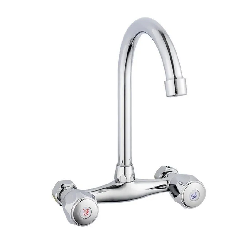 shai wall mounted kitchen faucet wall kitchen mixers kitchen sink tap 360 degree swivel flexible hose double holes t200424