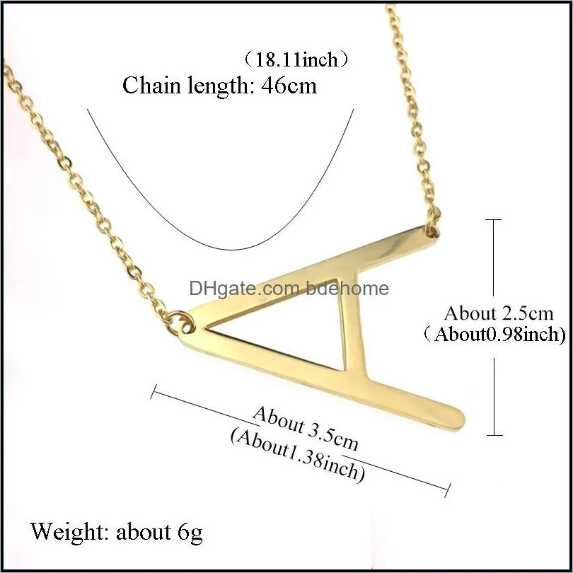 rose gold plated stainless steel necklace az english alphabet initial capital letter pendant necklace fashion jewelry for women