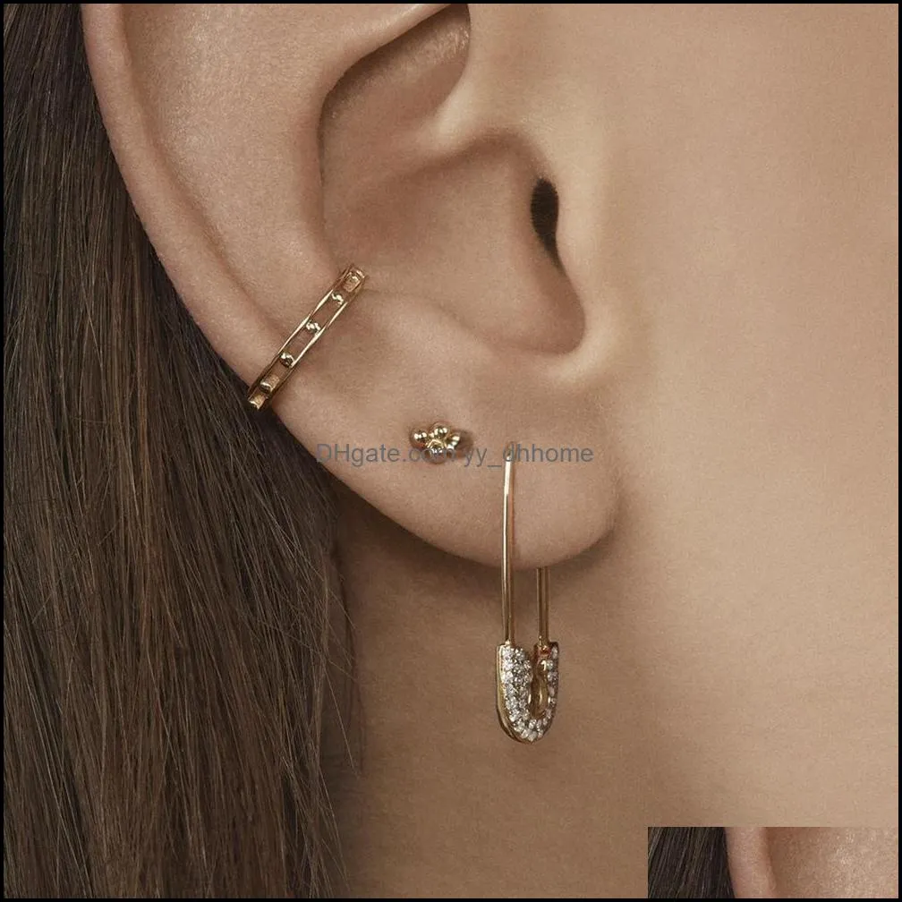 4pcs set earrings alloy pins rhinestone dangle earring simple ear clips earrings for women oorbellen earings fashion jewelry brincos