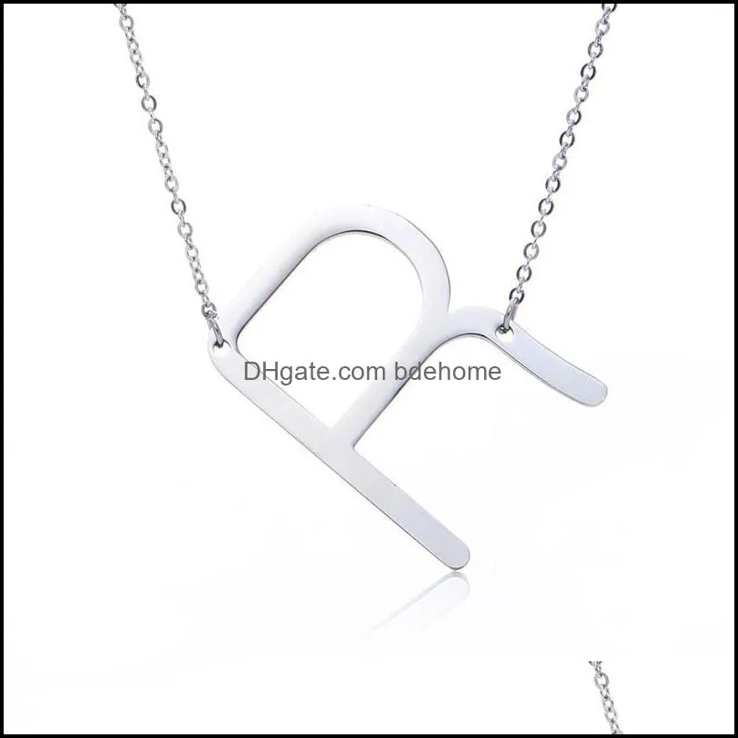 initial 26 english letter stainless steel necklace silver plated capital letter pendant necklace fashion jewelry for women giftz