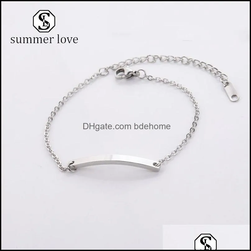 couple bracelet stainless steel lettering fashion creative silver chain bangle bracelet romantic curved surface valentines day