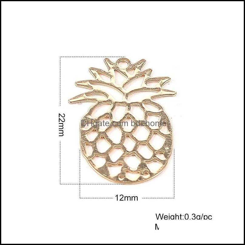 antique sliver gold pineapple charms flower hoop connector making metal bracelet necklaces ornaments jewelry accessoriesz