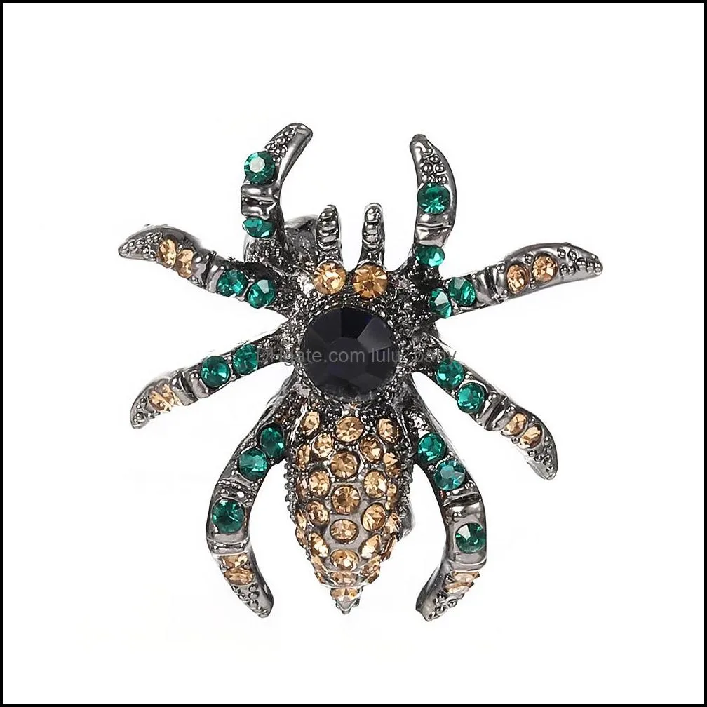 retro cats eye spider brooch fashion jewelry pin vintage spiders inset brooches and pins for man women banquet dress