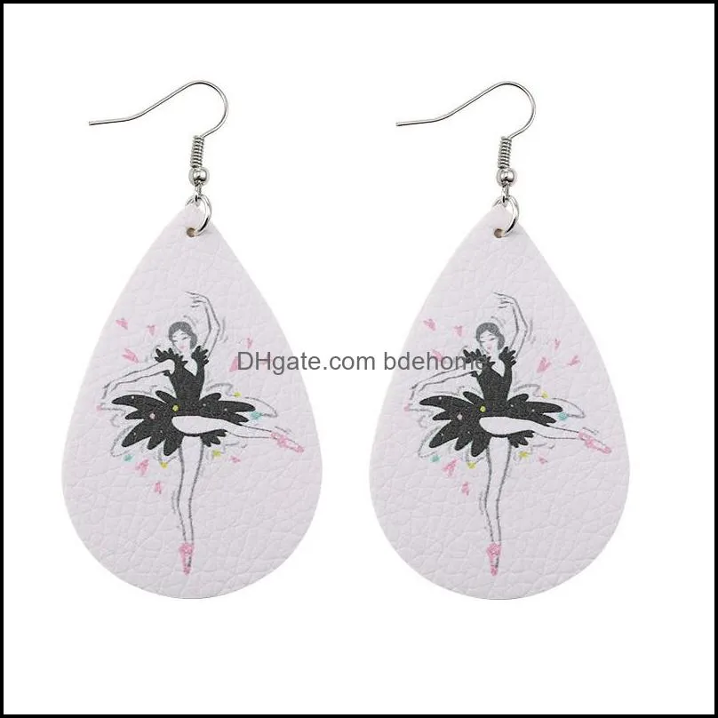 2020 trency ballet dancer leather earrings water drop colorful pendant earrigns for women girls christmas gift jewelry wholesalez