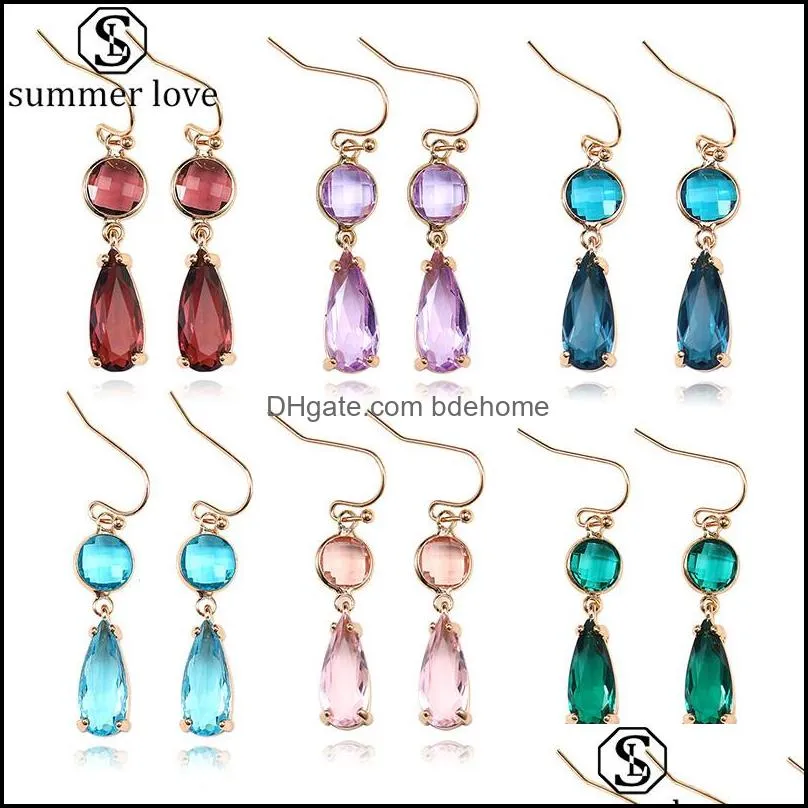 2020 trendy teardrop crystal dangle earrings for women girls fashion gold colorful waterdrop long statement earring jewelry