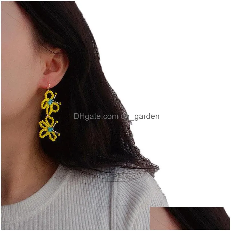 dangle chandelier handmade yellow butterfly drop dangle earrings for women personality statement pendientes