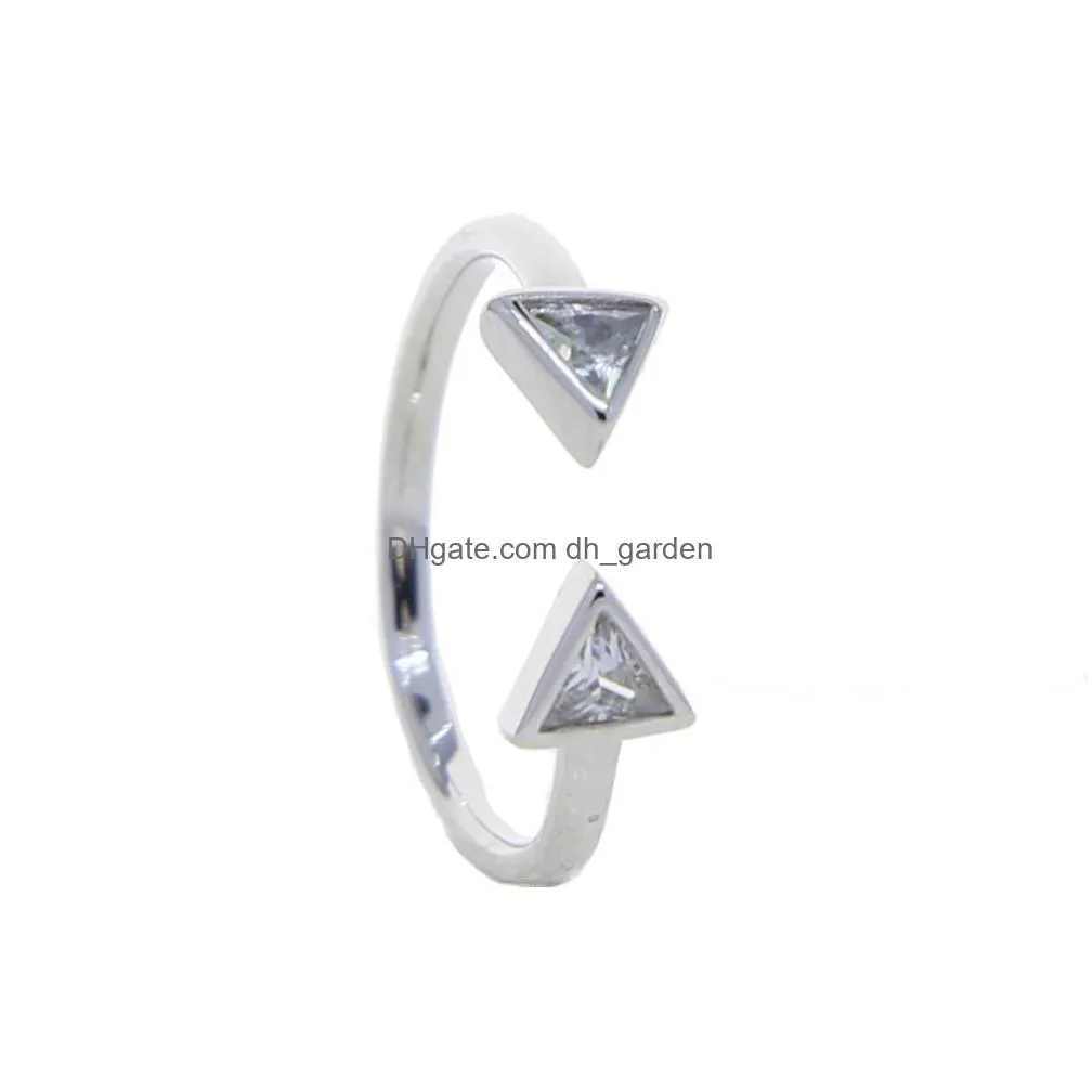 classic simple jewelry triangle shaped open adjusted minimal delicate cz high quality cz ring