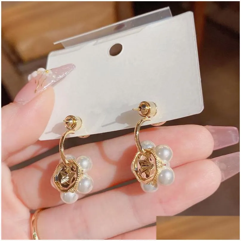 dangle chandelier 2022 korean style pearl front and back earrings for female 2022 brincos