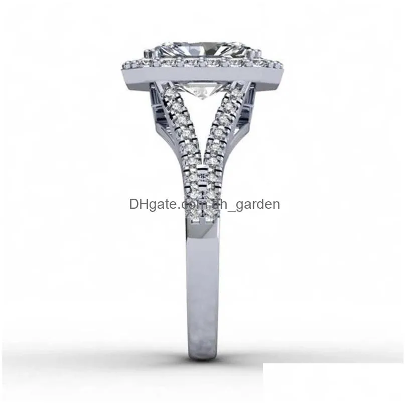 luxury women rings natural crystal white rhinestone ring bridal wedding engagement band valentine day birthday gift