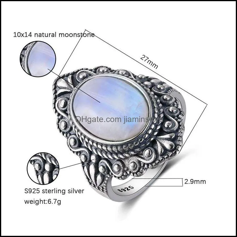 vintage moonstone rings for women jewelry finger ring female charming gift wedding statement ring