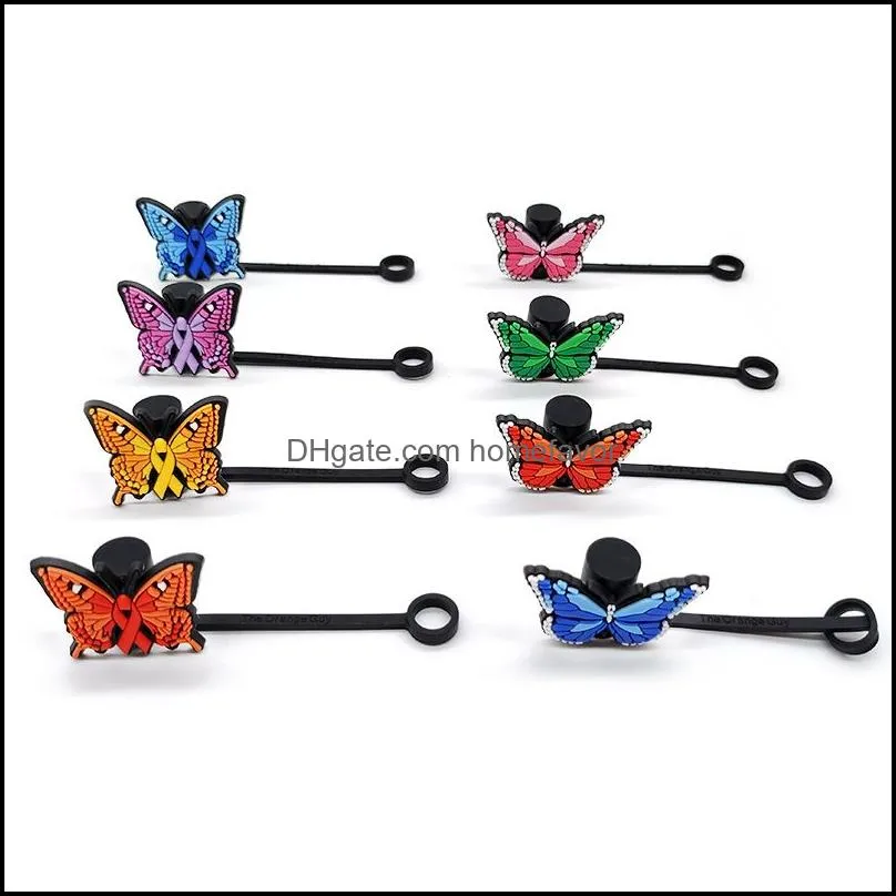 fast dhs butterfly straw topper silicone mold cover charms for tumbler splash proof drinking dust plug decorative 8mm straw environmental materials as