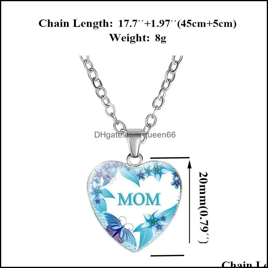 2019 mom ever necklaces we love you mama glass love heart shape pendants necklace for women fashion mothers day jewelry gift