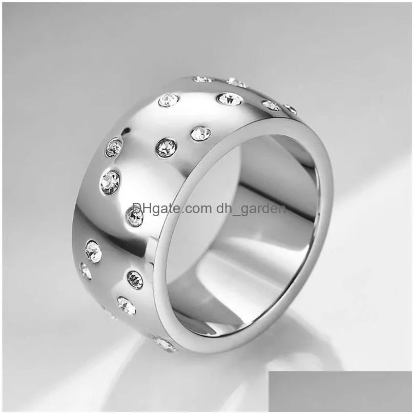 gold silver color trendy stainless steel ring for women shining cz crystal rings luxury brand jewelry accessories