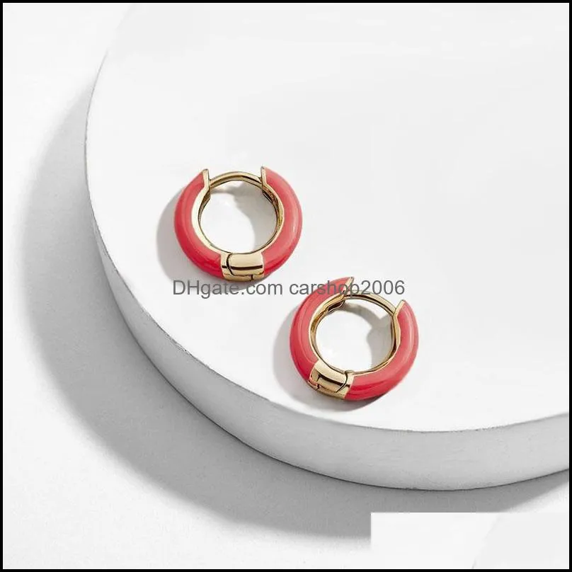 2019 design multicolor enameled ear cuffs for women summer copper mini drop oil circle hoop earring jewelry