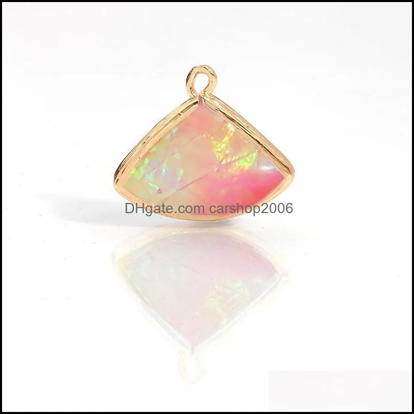 2019 arrival colorful crystal glass pendant for necklace bracelet fashion geometric transparent copper charm for diy jewelry