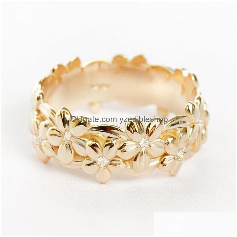 fashion jewelry engraved flowers ring ladys wedding anniversary gift ring