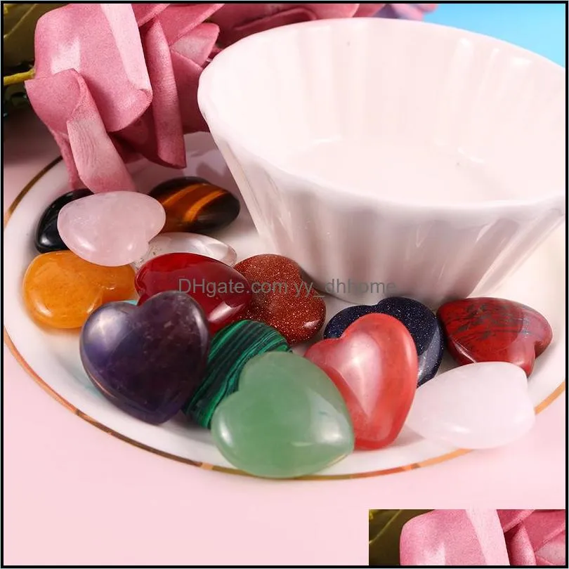 natural nonporous heart 20mm pink rose quartz stone ornaments hand handle pieces diy necklace accessories